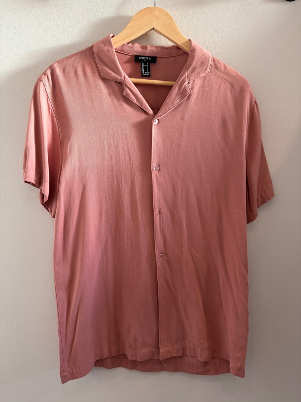Forever 21 Men's Short-Sleeve Button-Down Shirt - Rose